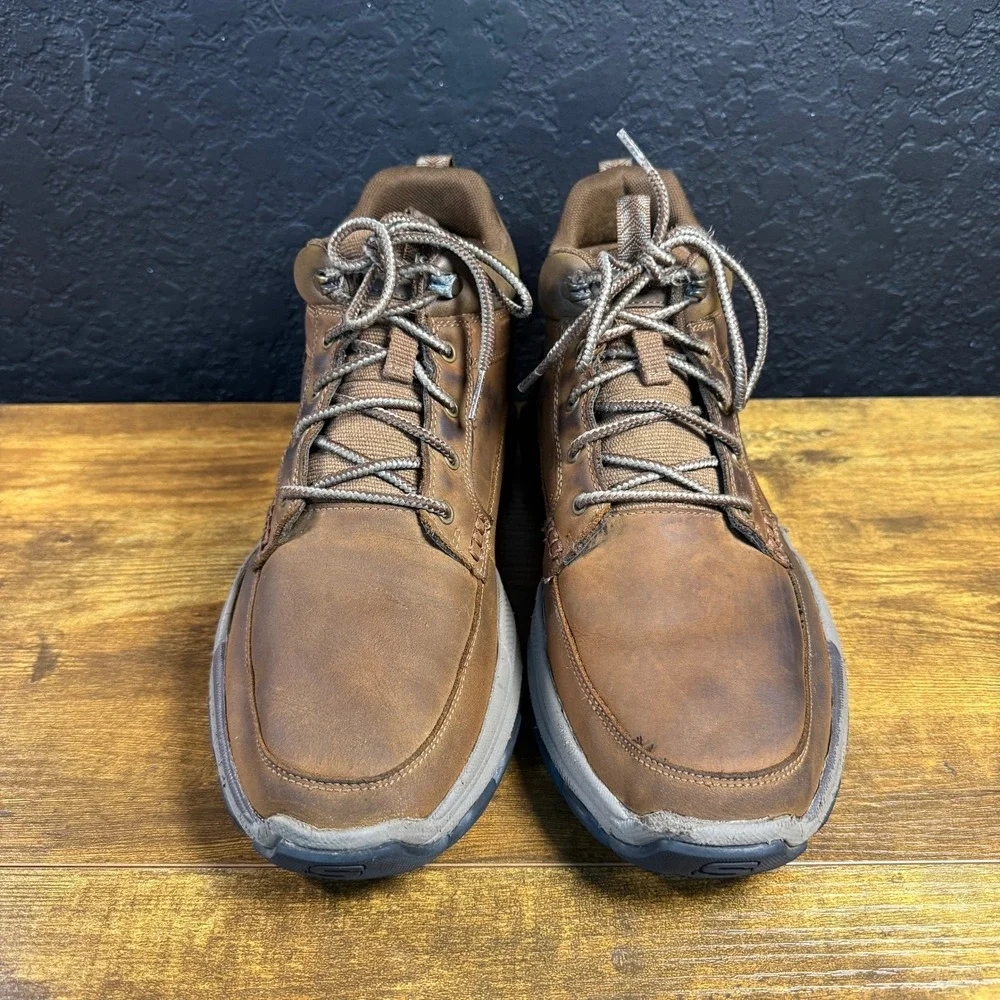 Skechers Selmen 204454 Brown Leather Water Repellent Hiking Boots Mens 10.5